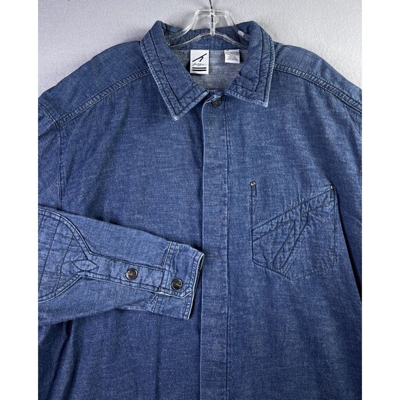 Vintage Karl Kani Denim Shirt Men's X-Large Relaxed Fit Blue Snap Closure - Picture 2 of 15
